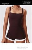 Women's Seamless Yoga Jumpsuit - Quick-Dry Color Block Naked Feel Bodysuit & Cut-Out Backless Straps for Running Fitness Workout