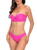 Neon Green Push Up Bra Cup Bikini Women Bandeau Swimsuit Female Swimwear Two Pieces Bikini Set Brazilian Bathing Suit Swim Lady
