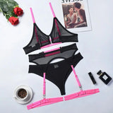 See Through Lingerie Set Temptation Sexy Underwear Lace Transparent Exotic Sleepwear Women Bra And Panty Garter Kits