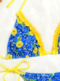 2025 Triangle Halter String Bikini Women Printed Swimwear Female Sexy Blue Swimsuit Bathers Bathing Swimming Swim Suit Beachwear