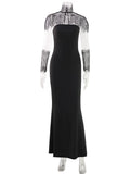 Ahagaga Sexy Women's Maxi Dresses With Lace Shawl Solid Strapless Sheath Slim Fit Fashion Gloves Summer Female Party Vestidos