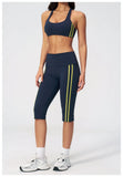Summer Color Blocked Yoga Sets Women Slim Sports Bra High Waist Pants Fitness Suits Outwear Gym Running Push Up Workout Clothes