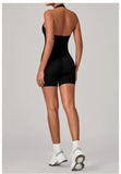 Women's Seamless Yoga Fitness Sets Sports Halter Neck Backless Vest Hip-lifting Slim Fit Shorts Suits Running Workout Gym Sets