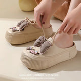Women Fashion Clogs DIY Cute Bowknot Summer Platform Shoes Female Home Street Slippers Soft EVA Close Toe Girls Beach Sandals