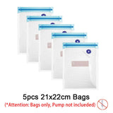 Reusable Vacuum Food Storage Zipper Bags Set Electric Handheld Vacuum Sealer Pump Sous Vide Bags USB Rechargeable BPA Free