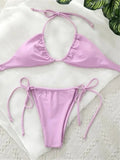 11 Colors Halter Mini Micro Thong Bikini Female Swimsuit Women Swimwear Two-pieces Bikini Set Bather Bathing Suit Swim Beachwear