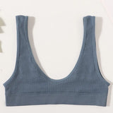 Ribbed Seamless U-Back Bralette Women's Push Up Tube Tops Wire Free Plunge Underwear Sexy Lingerie Small Cup Intimates M-XL