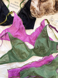 Elegant French Design Minimizer Bra Fashion Triangle Cups Structural Support Ultra Thin Soft Mesh Lingerie Set MOYISU Sexy Tushy