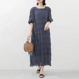 Long Dresses For Women Casual Summer Trendy Boho Style Pleated Cover Up Vestidos Daily Wear High Quality Elegant Maxi Dress