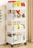 Mobile Storage Shelf] Mobile Plastic Storage Shelf Unit with Wheels - Practical Shelf for Living Room, Bedroom, Dormitory Amagi
