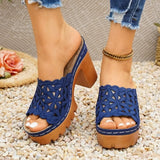 Women'S  Heel   Slip Thick Soled High Heel Casual Shoes Heels Sandals Womens  large size35-43
