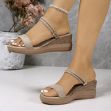 Double Strap Suede Flip Flop Sandals For Women Comfortable Slide Sandals Arch Support Walking Platform Vacation Wedge Sandals