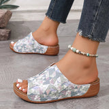 Mix Color Med Heels Slippers Women 2025 Summer Pu Leather Thick Platform Sandals Woman Lightweight Open Toe Non-Slip Flip Flops