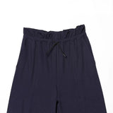Women's Layered Decorative Waist Casual Shorts Navy Blue Waist Drawstring Wide Leg Knee Shorts Casual Culottes For Women TSP2