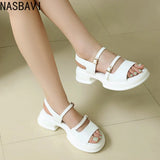 Women's Sandals 2026 New Summer Platform Fashion High Heel Sandals Outdoor Beach Shoes Square Toe Buckle Strap Women’s Shoes