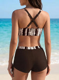 Summer Women's Triangle Bikini Set Floral Print Swimwear Sexy High Waist Two-Piece Shorts Sets Sexy Holiday Beachwear Outfits