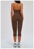 2PCS Workout Set Women Yoga Sets V Neck Cross Slim Sports Tank Top Athletic Wear Outdoor Tight High Waist Leggings Fitness Suits