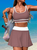 2026 Sporty Swimsuit Women Two Pieces High Waist Beach Dress Solid Swimwear Female Bathers Bathing Swimming Swim Suit Beachwear