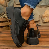 Fashion Printed Platform Oxford Shoes Women Comfortable Plus Size 43 Lace Up Pu Leather Shoes Woman Red Thick Sole Loafers Mujer