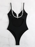 2026 Sexy Strappy Swimsuit One Piece Black Swimwear Female Solid Bathers Bathing Swimming Swim Suit Beachwear