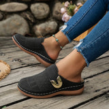Closed Toe Med Heels Slippers Women Fashion Buckle Wedge Heel Sandals Woman 2025 Summer Lightweight Casual Non-Slip Beach Shoes