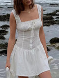 Bowknot White Summer Women's Dress Elegant Tank Beach Long Sundress Vestidos Sleeveless Holiday Chic Black Slim Maxi Dress 2025