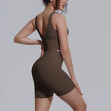 Women's Yoga Set Sports Running Fitness Beautiful Back Vest Hip Lifting Slim-Fit High Waist Shorts Training Gym Workout Suits