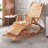 Heavy Duty Folding Rocking Chair Bamboo Indoor Outdoor Lounger