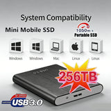USB SSD 256TB Portable High-speed SSD External Hard Drive Mass Storage USB 3.0 Interface Storage Tools