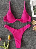 High Cut V-bar Underwired Bikini Women Swimsuit Female Micro Thong Swimwear Two-pieces Bikini Set Push Up Bathing Suit Swim Lady