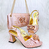 Doershow nice African Shoes And Bag Matching Set With gold Hot Selling Women Italian Shoes And Bag Set For Wedding HRF1-9