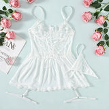 2pcs Lace Sexy Lingerie Set For Women, Suitable For Sleepwear And Loungewear