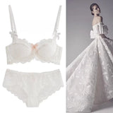 Sutiã Bralette French Pure Desire AB Cup para Pequenos Bustos Push Up Sem Arame Lace para Chubby Girl Bow Confortável Panty Set