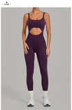 Summer Sports Overalls Women Gym High Stretch Back Zipper Yoga Jumpsuit Tight Hollow Out Slim Hip Lifting One Piece Bodysuit