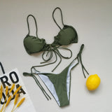 21 Colors New Sexy Bikini Women Solid Leopard Floral Print Swimwear Swimsuit Female Bandage Strap Beach Bikinis Set Bathing Suit