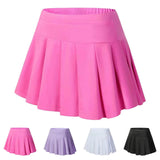 New Summer Tennis Skirt Sports Culottes Quick Drying Double Layered Pleated Skirts Women Solid Color Running Fitness Skirt
