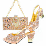Doershow Italian Shoes And Bag Sets For Evening Party With Stones Italian Leather Handbags Match Bags! HJK1-26
