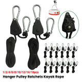 1/2/4/6/8/10/12/14/16pcs Hanger Pulley Ratchets Kayak Rope 1.6M Rope Pulley Ratchet Locking Hanger Sky Curtain Tent for Camping