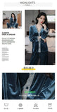 Pajamas gold velvet long sleeve lace cardigan set sexy home wear