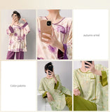 Plus size mother's cotton silk pajamas spring and summer new Chinese style can be worn outside home clothes Mother's Day gift