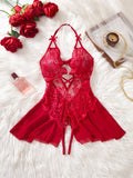 Womens Lace Bodysuit Halter Soft Comfortable Underwear