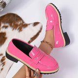 Patent Leather Thick Heels Loafers Women Spring New Mixed Color Med Heel Office Pumps Woman Plus Size 43 Slip On Single Shoes