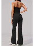 V-neck Yoga Sets Women Seamless Slimming Sports Tank Top High Waist Wide Leg Pants Fitness Suit Outwear Gym Running Tracksuit