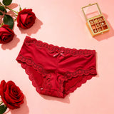 4Pcs/Set Women's Swim Fabric Lace Briefs Seamless Mid Waist Panties Solid No Show Underwear Cotton Gusset Plus Size 4XL