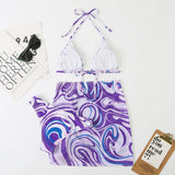 3 Pieces Bikini Set With Skirt  Tie Dye String Thong Bathing Suit Women Swimsuit Female  Swimwear Beach Wear Swim Lady Summer