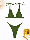Ring Link Bikini 2025 Solid Sexy Swimsuit Women Padded Swimwear Female Bathers Bathing Swimming Swim Suit Beachwear