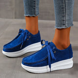 Yellow Lace Up Thick Bottom Sneakers Women Lightweight Wedges Platform Sport Shoes Woman Plus Size 43 Anti Slip Walking Shoes