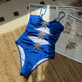 2025 Sexy Cut Out Metal Star Women Swimwear One Piece Swimsuit Female High Leg Cut Monokini Bather Bathing Suit Swim Bodysuit