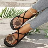 Summer Thick Bottom Bohemian Sandals Women Flowers Decor Non Slip Platform Beach Sandles Woman Plus Size 42 Light Eva Sandals