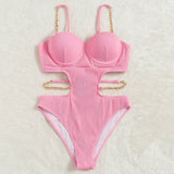 Sexy Ribbed Underwired Bra Cup Female Swimwear One Piece Swimsuit Women Backless Monokini High Cut Bathing Suit Swim Bodysuit